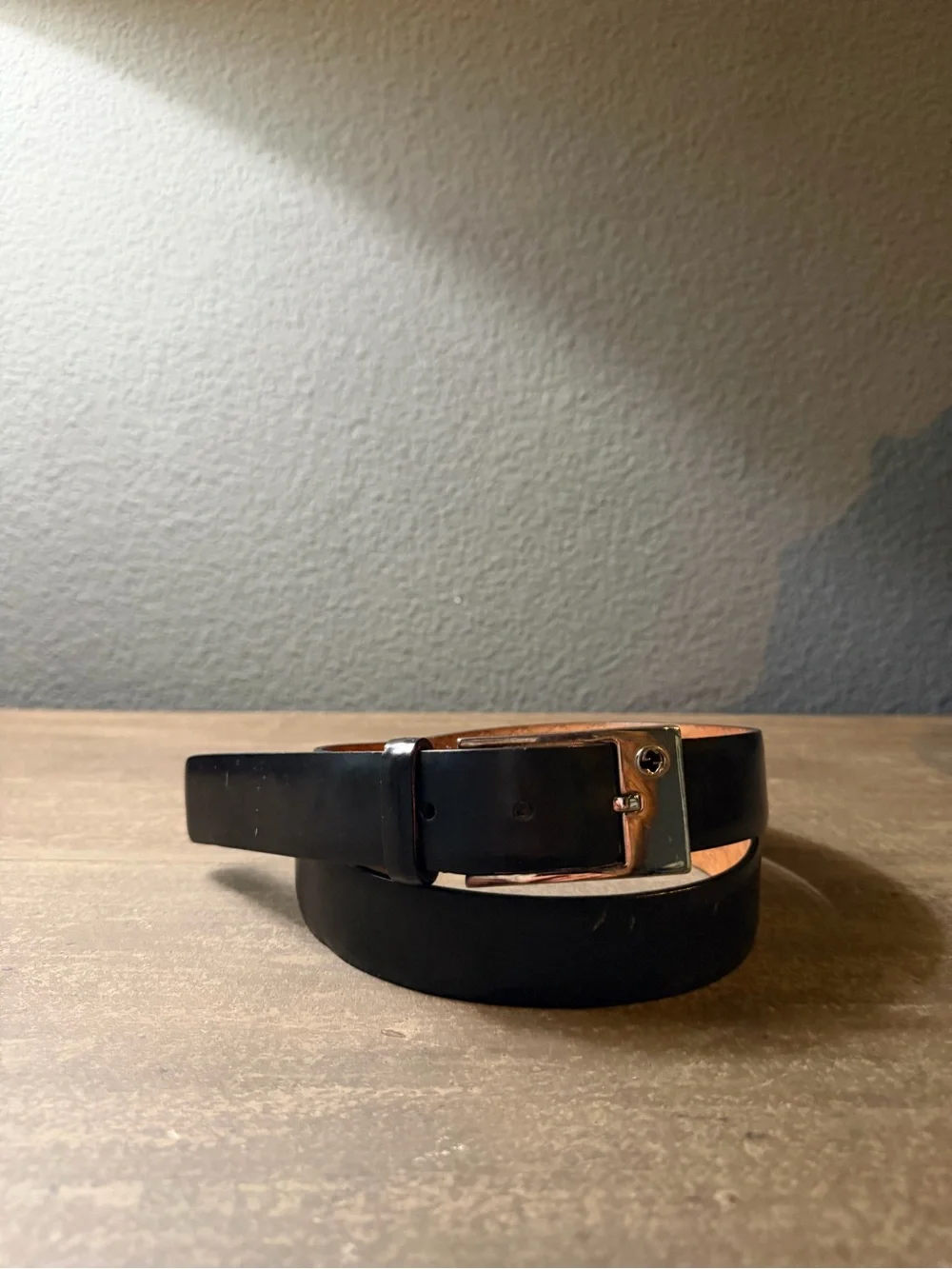 Vintage Gucci Men's Black Smooth Leather Belt Silver Rectangular Buckle Size 32